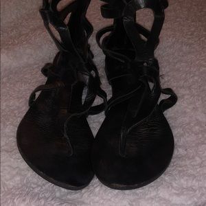 Coconuts Black Leather Gladiator Sandals